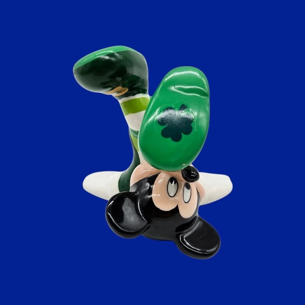 Vintage Disney St Patrick's Mickey Mouse Figurine 'Lots o' Luck' Lucky Clover